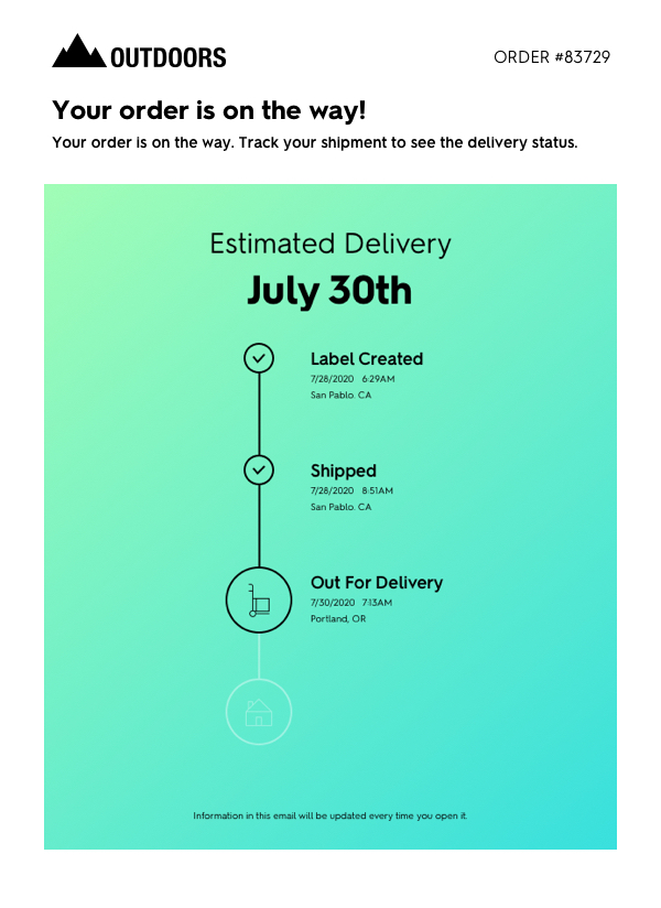 Outdoor the Logistic company - customer journey for delivery