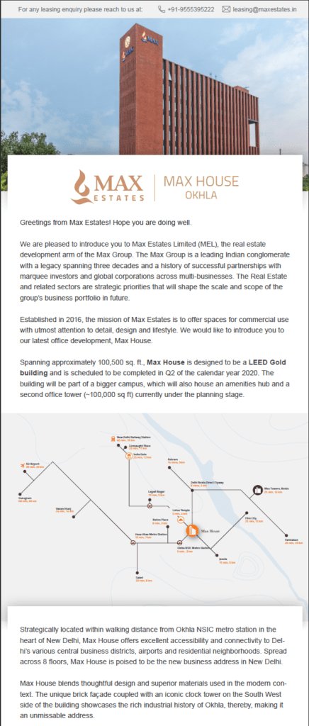 Max Estate Real Estate email campaign - lead nurturing emails and customer journey